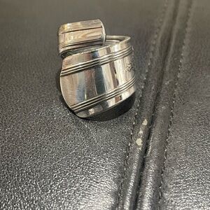 Silver Spiral Band Jewelry Ring handmade from vintage silverware size 9